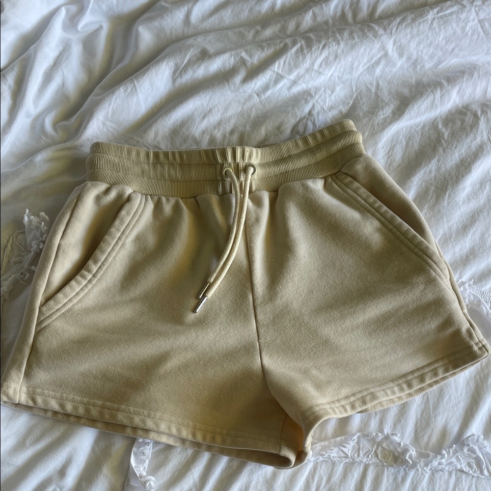 Pretty Garbage Tan Ribbed Knit Lounge Shorts - High Waisted - Size Small